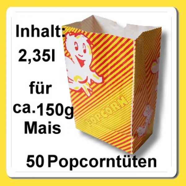 Popcorntüten 2,35l / Blockbodenbeutel / 1VE = 50st