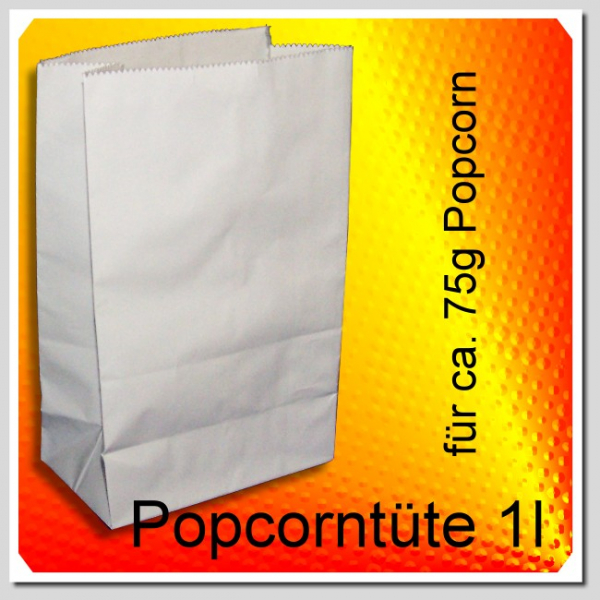 Popcorntüten 1,0l / Blockbodenbeutel / 1VE = 50st weiss